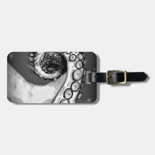 Vintage Black & White Nautical Octopus Tentacle Luggage Tag