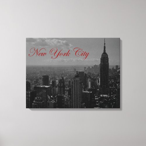 Vintage Black  White New York CityWrapped Canvas