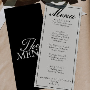 Vintage Black White Old Money Fancy Wedding Menu