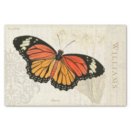Vintage Black White Orange Butterfly Tissue Paper