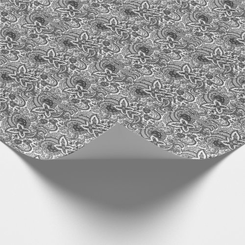 Vintage Black & White Paisley Pattern | Elegant Wrapping Paper