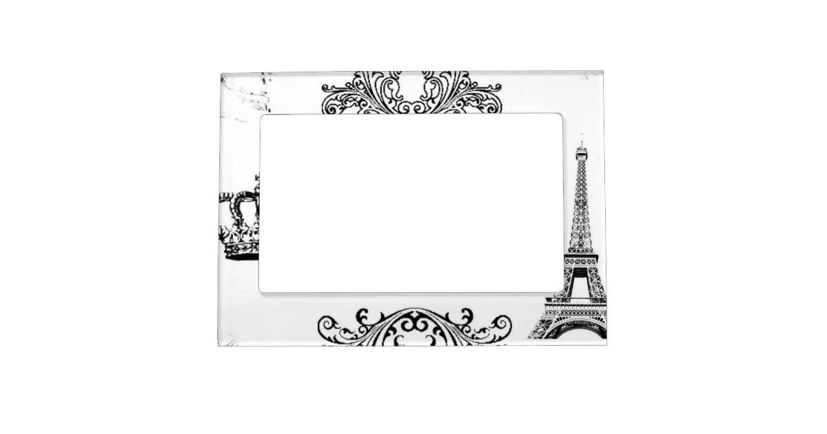 Vintage Black White Paris Amour Eiffel Tower Magnetic Photo Frame