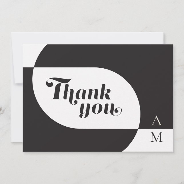 Vintage Black White Photo Thank You Card (Front)
