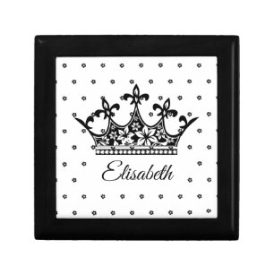 Vintage Black & White Royal Floral Crown Queen Gift Box