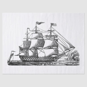 Vintage black white sailboat party tissue paper