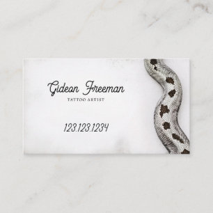 Vintage Black & White Snake Tattoo Artist Business Card