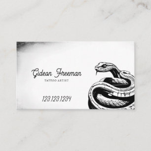 Vintage Black & White Snake Tattoo Shop Business Card