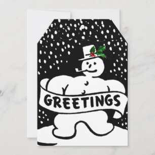 Vintage Black & White Snowman Giant Gift Tag