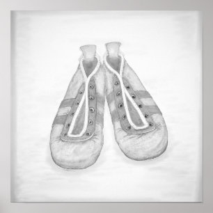 Vintage Black&White soccer shoes Poster