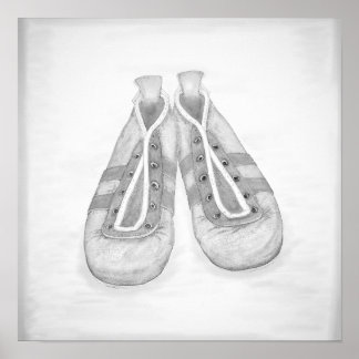 Vintage Black&White soccer shoes Poster