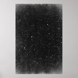 Vintage Black White Starry Night Sky Photography Poster