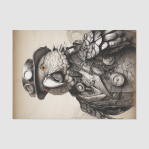 Vintage Black & White Steampunk Parrot Tissue Paper