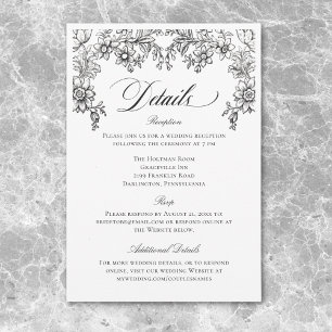 Vintage Black & White Tapestry Floral Wedding Enclosure Card