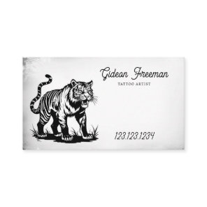 Vintage Black & White Tiger Tattoo Artist Business Card