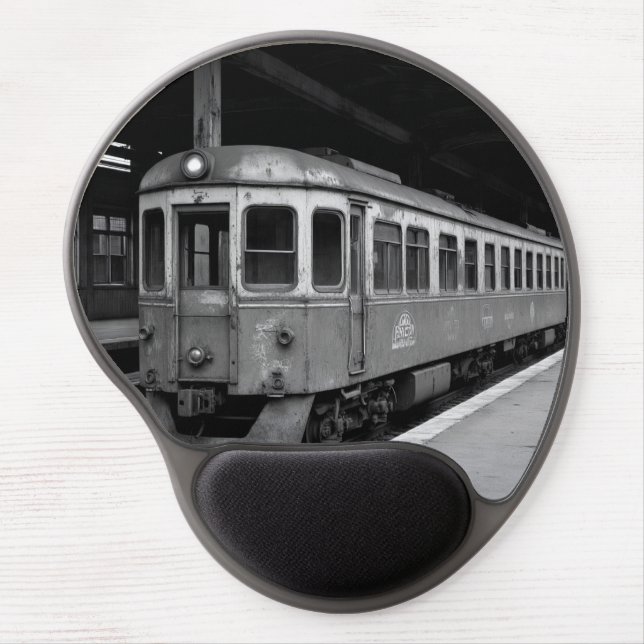 Vintage Black & White Train Gel Mouse Pad – Retro  (Front)