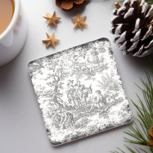 Vintage Black White Tree Toile de Jouy