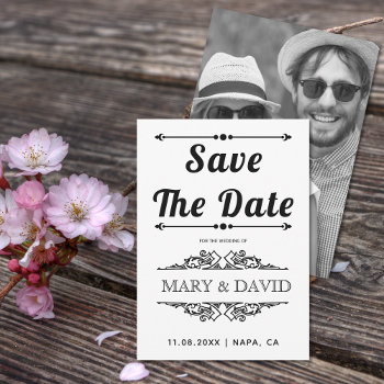 Vintage Black  White Typography Save The Date by weddings_ at Zazzle