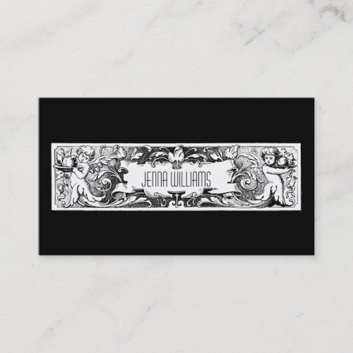 Vintage Black &amp; White Unique Business Cards