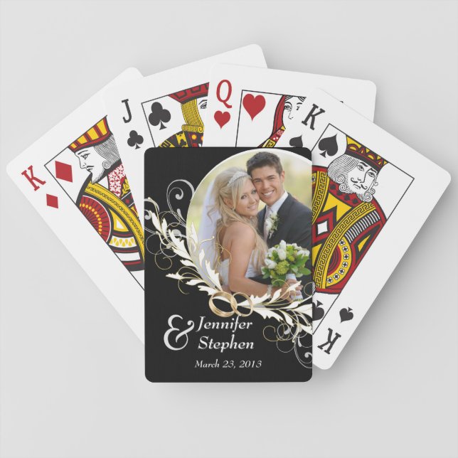 Vintage Black & White Wedding Photo Playing Cards (Back)