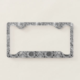 Vintage black white William Morris's Corncockle License Plate Frame