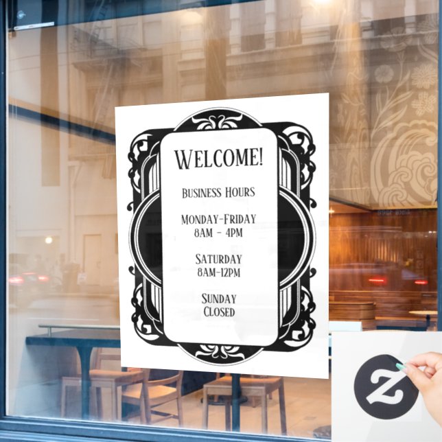 Vintage Black & White  Window Cling (Cafe Window)