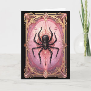 Vintage Black Widow Spider Halloween Holiday Card