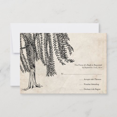 Vintage Black Willow Tree Wedding RSVP