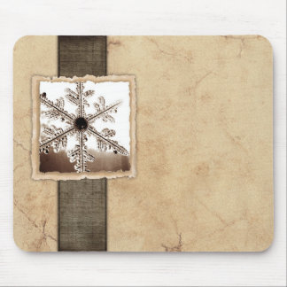 Vintage Black Winter Snowflake Mouse Pad
