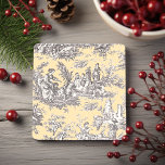 Vintage black yellow toile de jouy pattern stone coaster<br><div class="desc">Vintage black yellow toile de jouy printed Stone Coaster. This toile de jouy vintage Stone Coaster is inspired by the exquisite designs of french romantic countryside scenes. These sophisticated Toile prints are an all time rage at the moment, beautiful designs that bring natural beauty to any item. They combine both...</div>