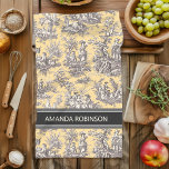 Vintage black yellow toile de jouy printed kitchen towel<br><div class="desc">Vintage black yellow toile de jouy printed kitchen towel. This toile de jouy vintage kitchen towel is inspired by the exquisite designs of french countryside scenes. The beautiful, classy, sophisticated Toile prints are an all time rage at the moment, The designs are classic and romantic with stylish colors. The perfect...</div>