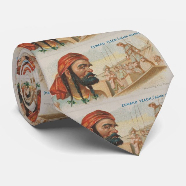 Vintage Blackbeard The Pirate Illustration (1888) Neck Tie (Rolled)