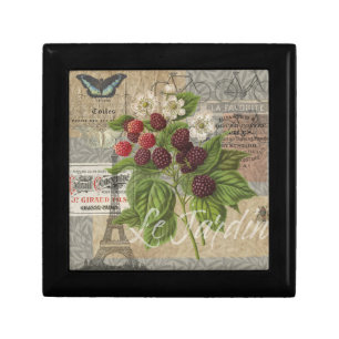 Vintage Blackberries & French Ephemera Art Collage Gift Box