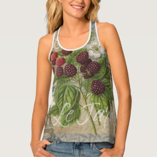 Vintage Blackberries & French Ephemera Art Collage Tank Top