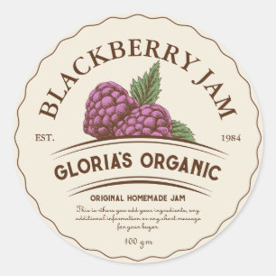 Vintage Blackberry Fruit Jam Custom Product Classic Round Sticker