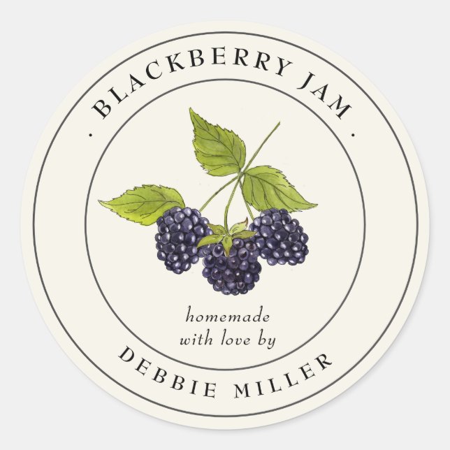 Vintage Blackberry jam canning jar Label (Front)