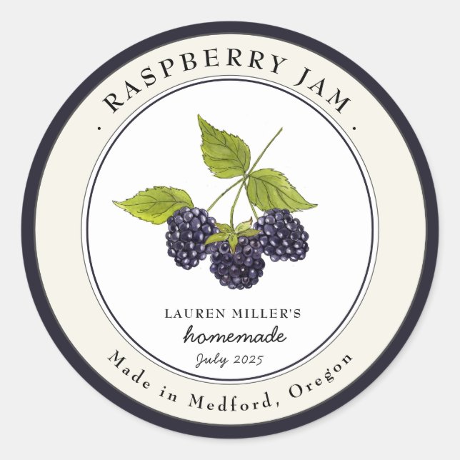 Vintage Blackberry Jam jar Canning label (Front)