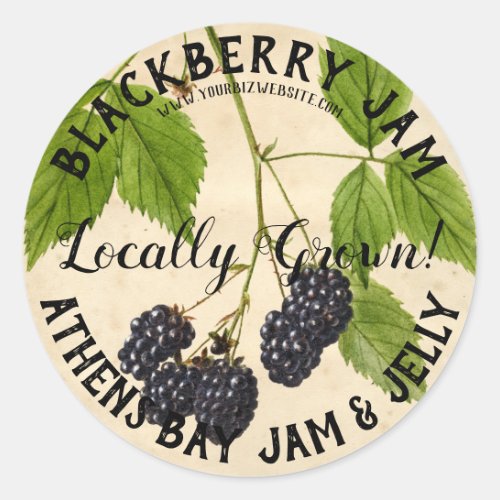 Vintage Blackberry Jam Product Business Label