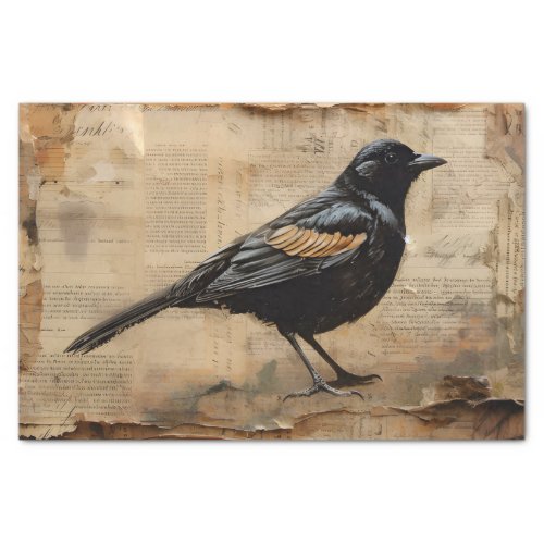 Vintage Blackbird decoupage Gothic Blackbird  Tissue Paper