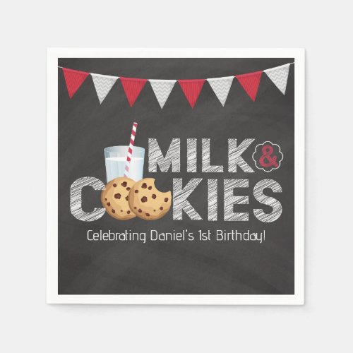 Vintage Blackboard Milk and Cookies Birthday Party Napkins