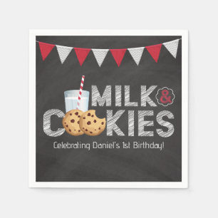 Vintage Blackboard Milk & Cookies Birthday Napkins