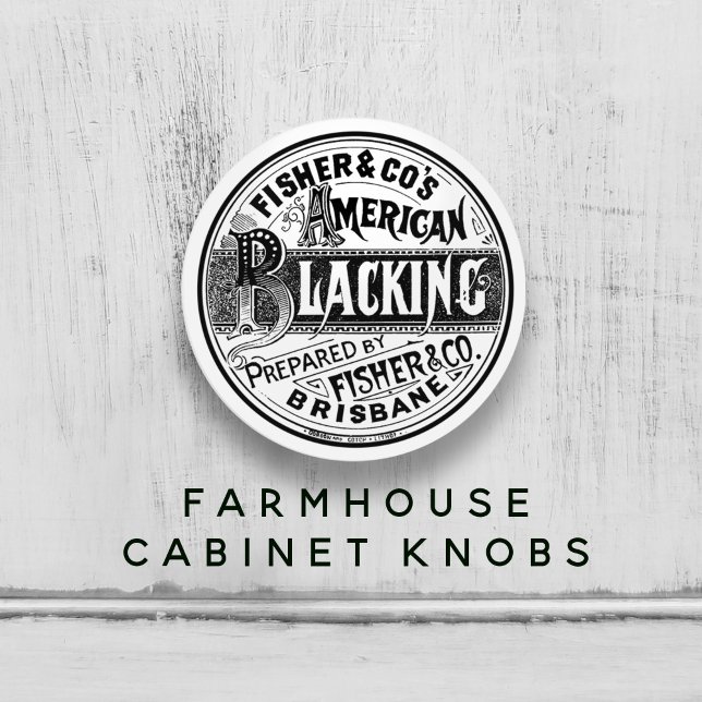 Vintage Blacking Polish Logo Black & White 🖤✨ Ceramic Knob (Vintage Blacking Polish Logo Black & White  Ceramic Knob 🖤✨)