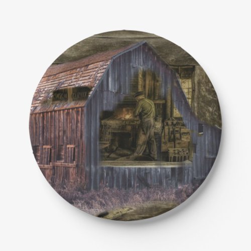 Vintage Blacksmith Shop Welder Paper Plates