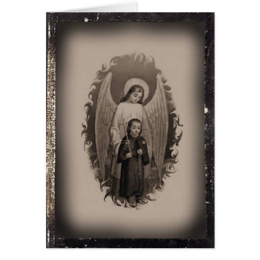 Vintage Blank Holy Card of the Guardian Angel (Front)
