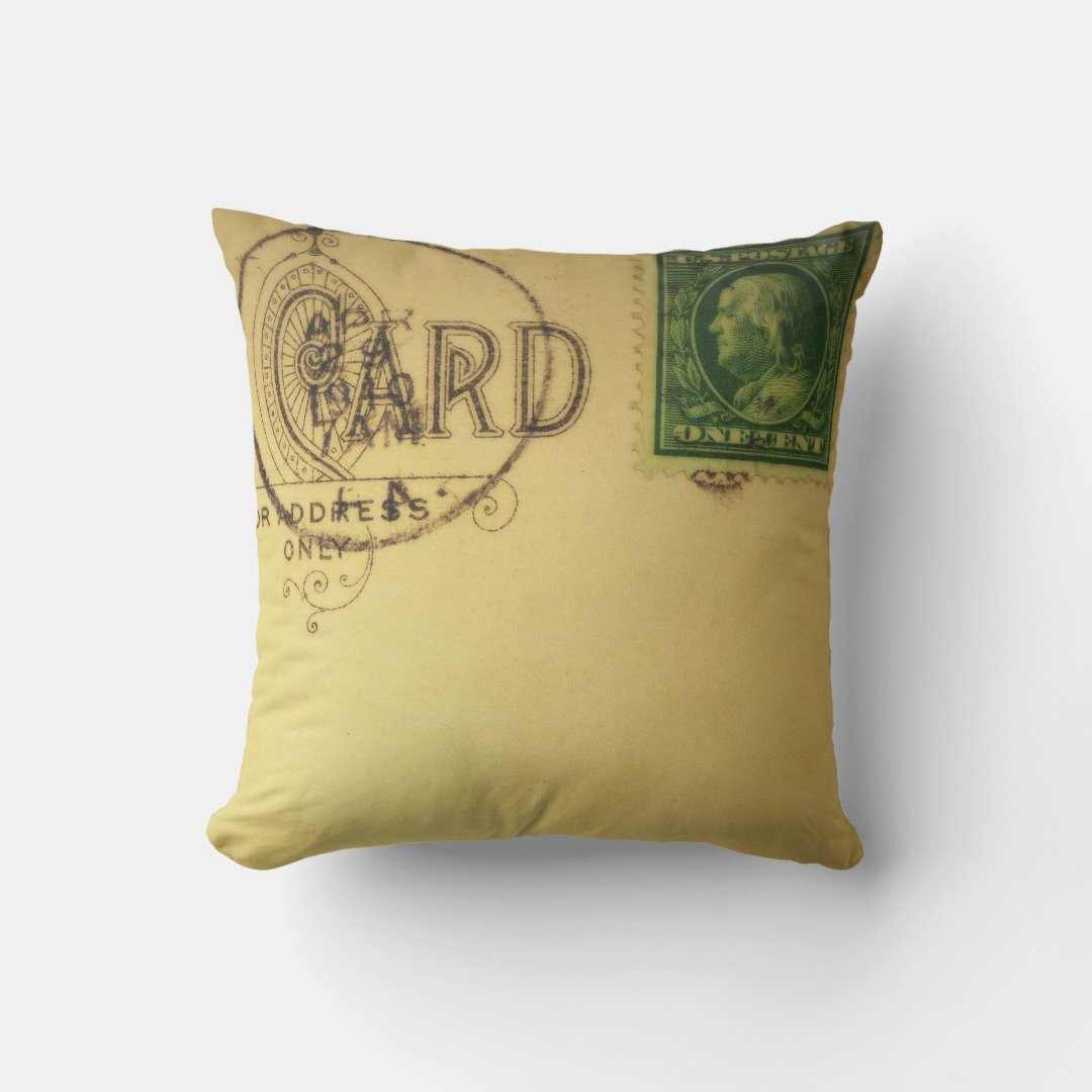 Vintage Blank Postcard Pillows Throw Pillow Zazzle