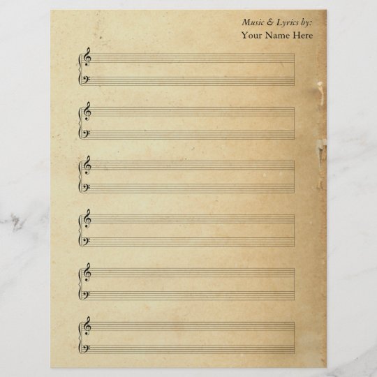 Vintage Blank Sheet Music Piano Staves