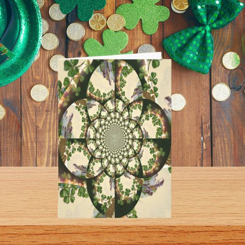 Vintage Blarney Castle  Shamrocks Kaleidoscope Card