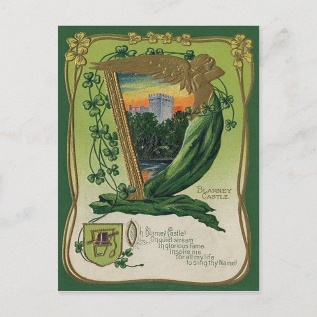 Vintage Blarney Castle St Patrick's Greeting Card (Front)