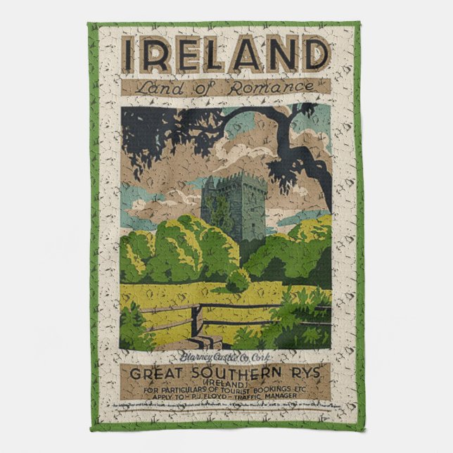 Vintage Blarney Castle Travel Advertisement Kitchen Towel (Vertical)