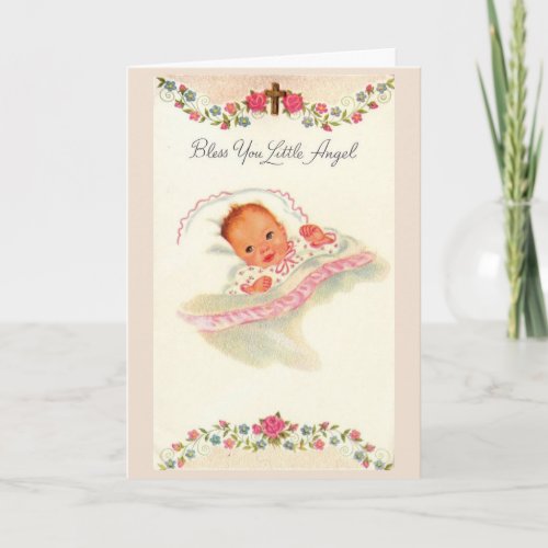 Vintage _ Bless You Little Angel Card