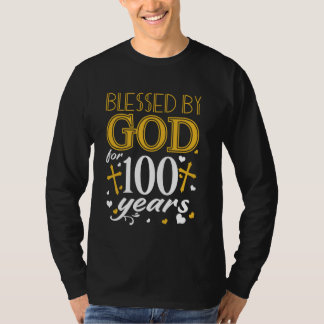 Vintage Blessed By God For 100 Years Happy 100th B T-Shirt